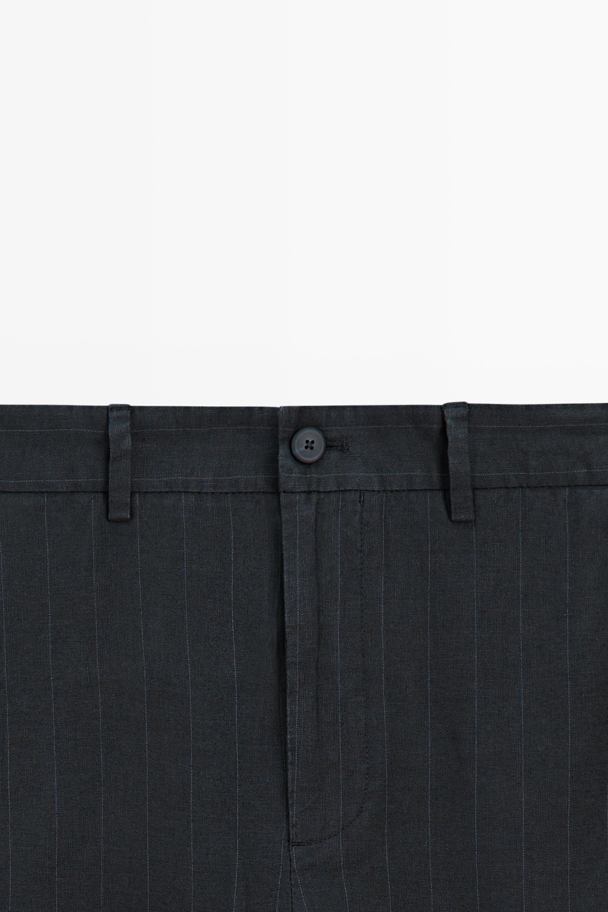Linen trousers with a striped pattern